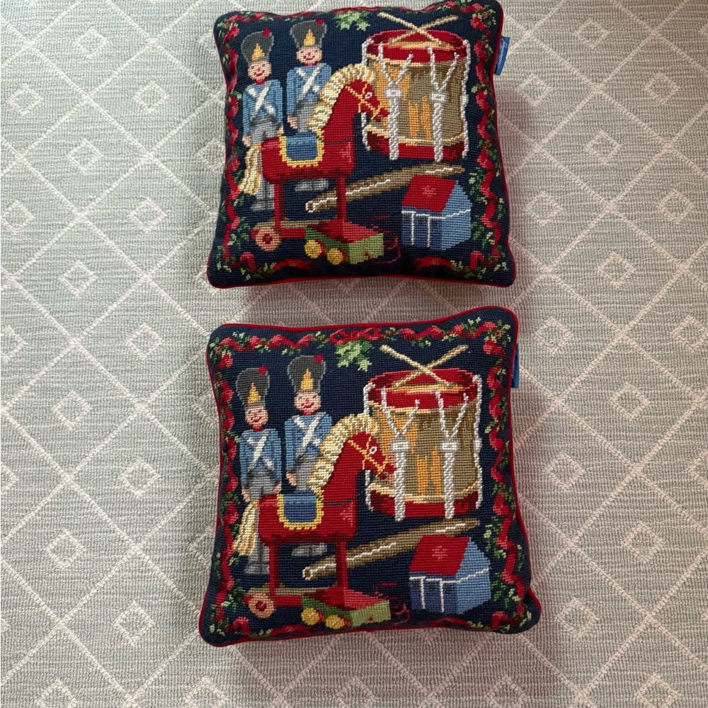 Festive Nutcracker Needlepoint Pillows